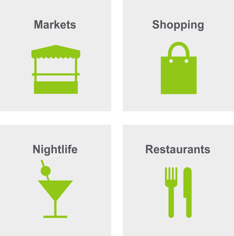 Activities in Soulard include markets, shopping, nightlife, and restaurants. 